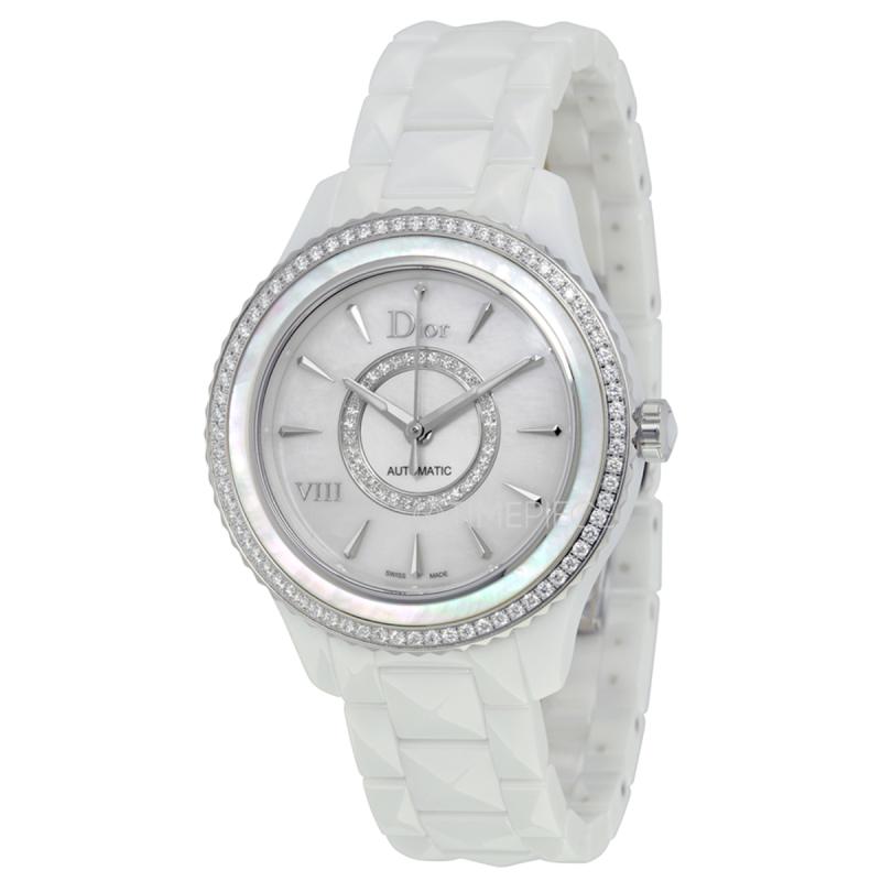 Christian Dior, VII, Quartz Ceramic Strap Watch, White, 38 mm, For Women